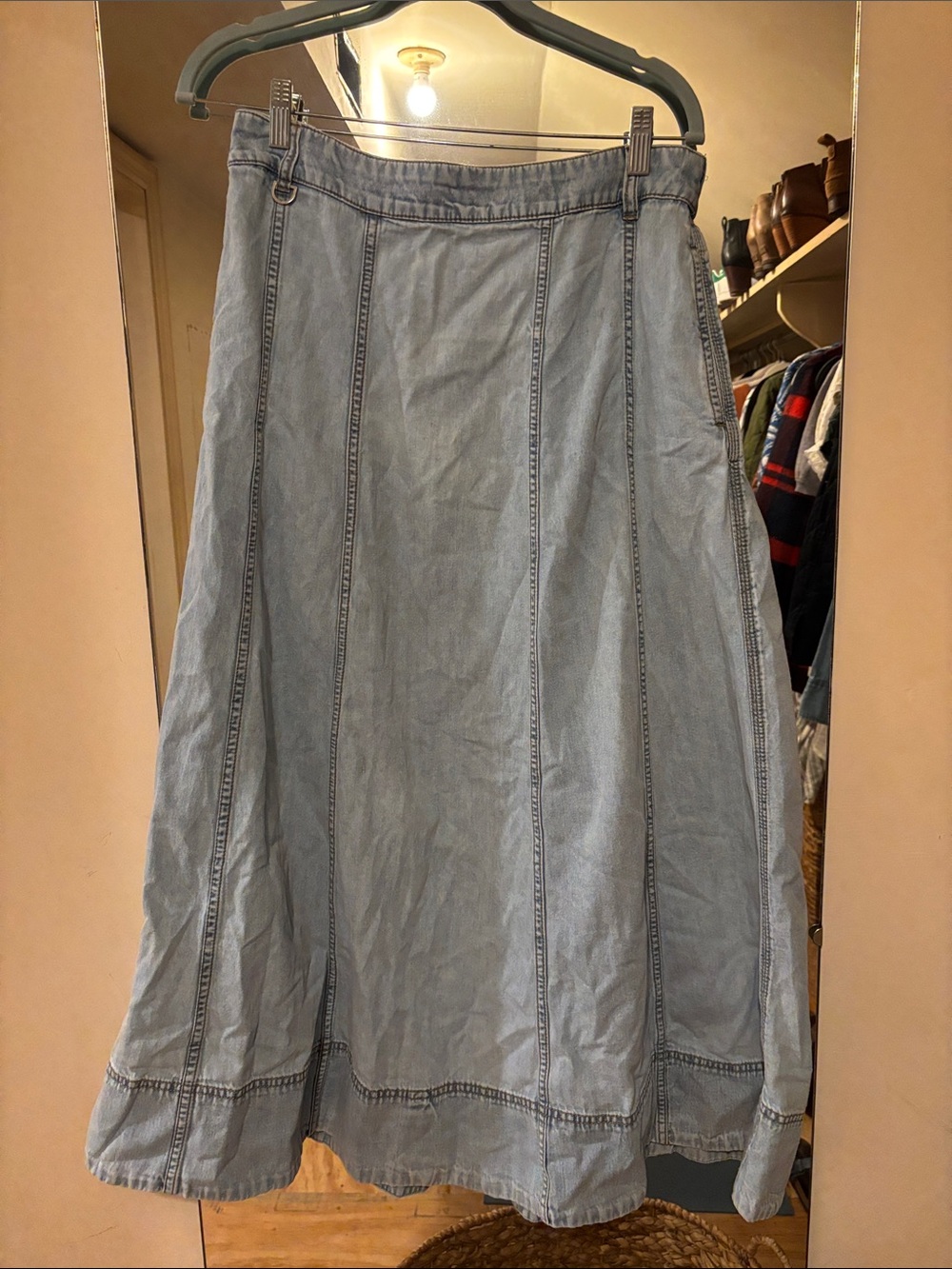 Loft Light Blue Denim A-Line Maxi Skirt - Women Sz medium